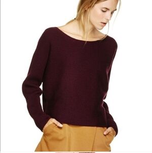 456138	Aritzia Wilfred Bourassa High Low Sweater plum burgundy red small